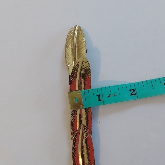 Vintage Delicate Dainty Gold Leaf Belt Clasp Stretchy Mod Sz.L / XL